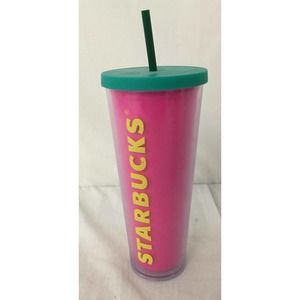 Starbucks Hot Pink and Green 24 oz tumbler